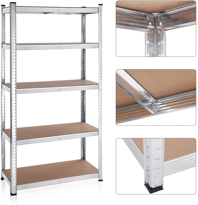 Schwerlastregale, 2er Set, Kellerregale, Lagerregale, 180 x 90 x 40 cm, Steckregale, jeweils bis 875 kg belastbar und 5 verstellbare Ablagen verstärkt