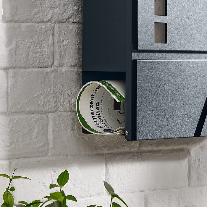 Briefkasten, Wandbriefkasten mit Sichtfenster, für Haustür, mit Schloss und Schlüsseln, anthrazit