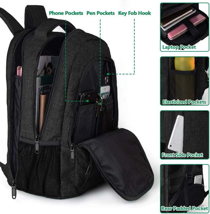 Großer Laptop Rucksack 17 Zoll Laptoptasche für Schule Arbeit mit USB Ladeanschluss Anti Diebstahl Business Reisen Rucksack für Notebook Wasserdichte