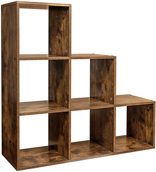 Treppenregal, Bücherregal mit 6 Würfeln, Standregal, Leiterregal, als Raumteiler, Würfelregal, freistehend, für Büro, Wohnzimmer, Schlafzimmer