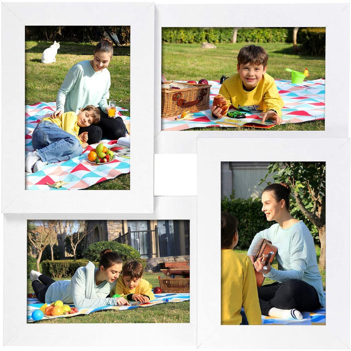Bilderrahmen Collage für 4 Fotos, 10 x 15 cm, Wandmontage Fotogalerie Display, Weihnachten, mit Glasscheibe, Weiß