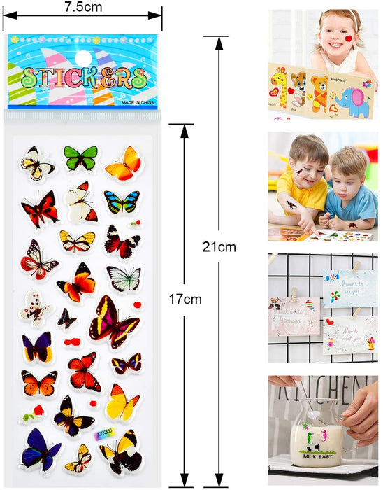 3D Aufkleber für Kinder & Kleinkinder, 920+ Geschwollen Stickers, Niedliche Verschiedene Set, Tier, Obst, Zahlen, Schmetterlinge, Einhorn (36 Bogen)