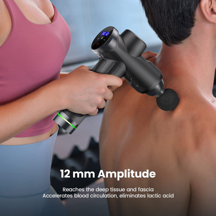 Massagepistole, Tiefen Muskel Massagegerät mit 10 Massageköpfen und 30 Geschwindigkeiten, Deep Tissue Massage Gun mit LCD-Touchscreen