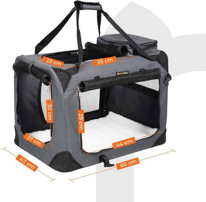 Hundebox, Hundetasche, faltbar, 60 x 42 x 42 cm, grau