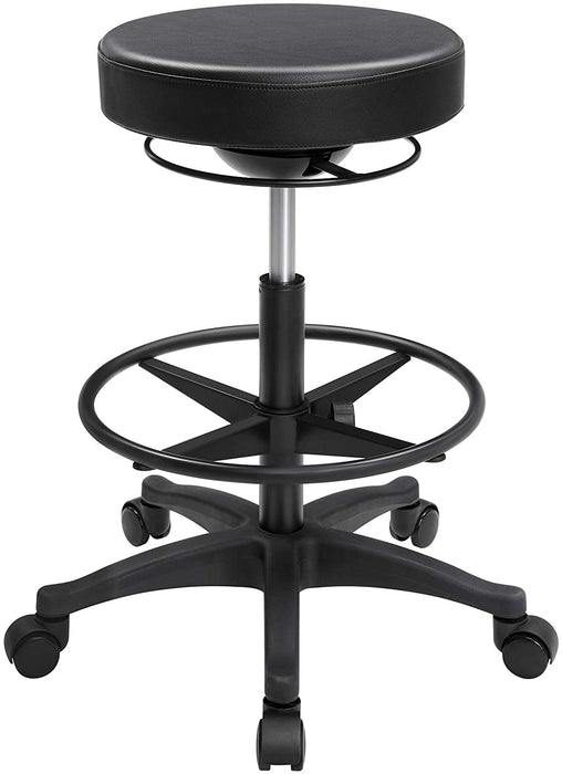 Bürohocker, ergonomischer Arbeitshocker, Sitzhocker, 360° Drehstuhl, höhenverstellbar, 59,5-81 cm, verstellbare Fußstütze, schwarz