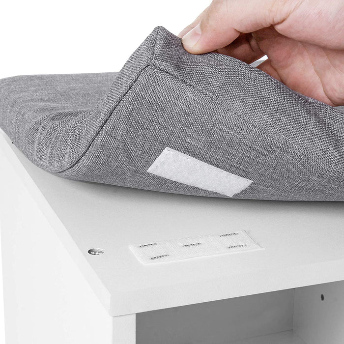 Schuhbank, Schuhregal, Schuhaufbewahrung, Sitzbank, 10 Fächer, mit Polsterung, für den Eingangsbereich, Flur, Schlafzimmer, 104 x 30 x 48 cm, weiß