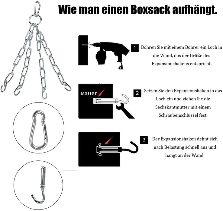 11 PCS Boxsack-Set, Box-Set mit Boxhandschuhen Boxbandagen und Tasche, Mundschutz