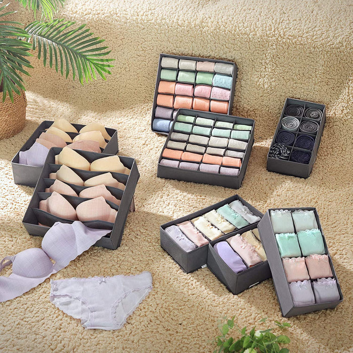 Aufbewahrungsboxen für Unterwäsche 8er Set, Schubladen-Organizer, Ordnungssystem für Kleiderschrank, für BHS, Unterwäsche, Socken, Krawatten