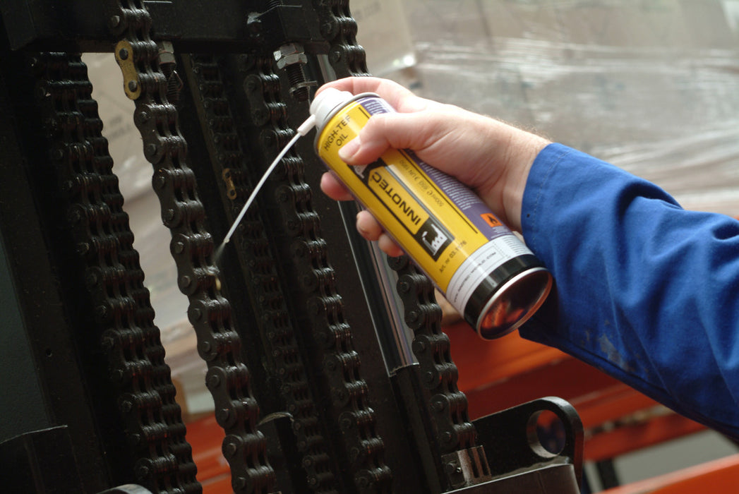 Innotec High-TEF Oil Teflonöl Schmieröl auf PTFE-Basis, 500ml Sprühdose -  hervorragendes Schmiervermögen auch bei Druck- und Temperaturbelastung 