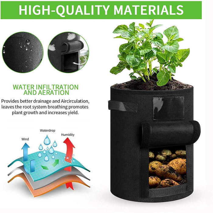 3 Stück Kartoffel Pflanzsack, 7 Gallonen Pflanzen Tasche mit Griffen, Blumen Pflanzbeutel, Große Gemüse Pflanzgefäße Töpfe Container für Garten