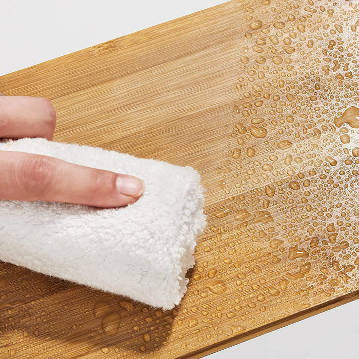 Gewürzregal, 2er Set, Küchenregal, Küchen-Organizer, erweiterbar, Gewürzhalter, stapelbar, aus Metall und Bambus, schwarz-naturfarben