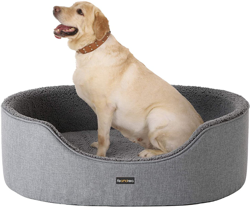 Hundebett, Hundekorb, Wendekissen, 92 x 72 x 28 cm, grau