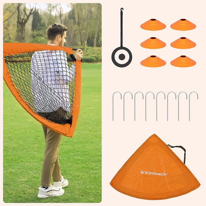 Fußballtor für Kinder, 2er Set, tragbar und faltbar, Garten, Park, Strand, Haltestangen aus Glasfaserstäben