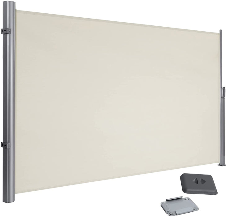 Seitenmarkise, ausziehbar, 160 x 300 cm, Sichtschutz, Sonnenschutz, Blickdicht, Seitenrollo, für Balkon, Terrasse, Garten, beige