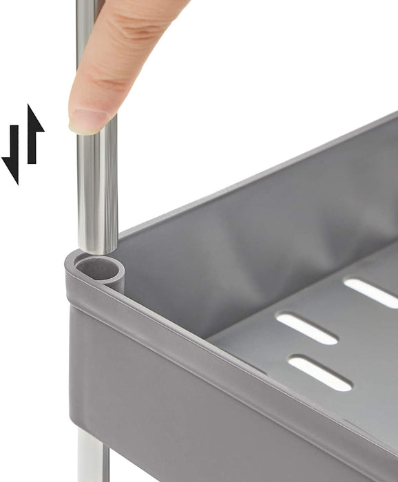 Rollwagen, Küchenwagen mit 4 Ebenen, Küchenregal, Nischenregal auf Rollen, Badregal, platzsparend, 40 x 22 x 86 cm, grau