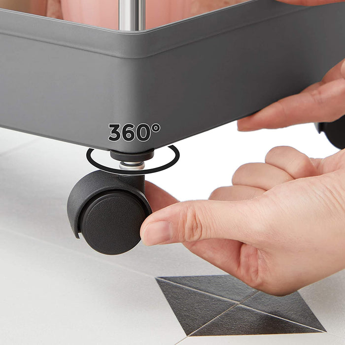 Rollwagen, Küchenwagen mit 4 Ebenen, Küchenregal, Nischenregal auf Rollen, Badregal, platzsparend, 40 x 22 x 86 cm, grau