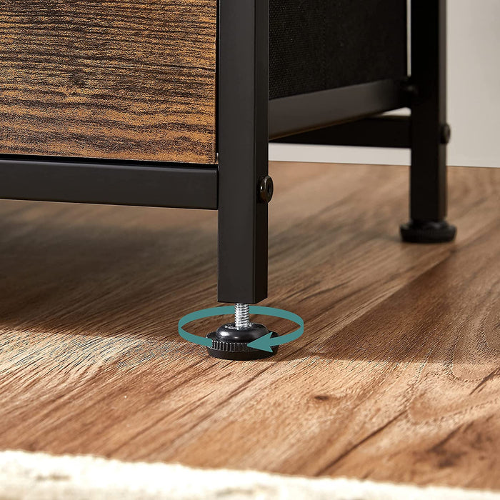 Kommode, Schrank, 7 Stoffschubladen mit Griffen, Metallgestell, Industrie-Design, vintagebraun-schwarz