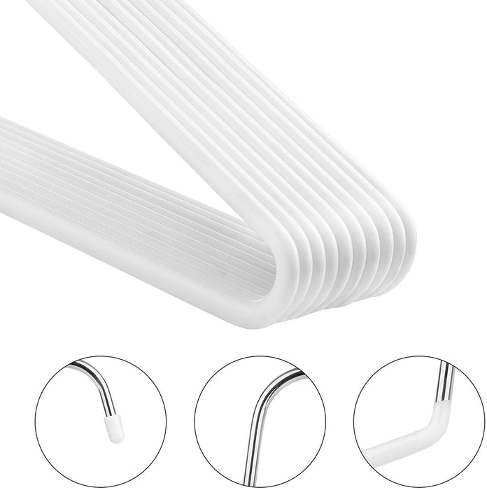 Kleiderbügel aus Metall, 20 Stück, Hosenbügel, aus Ø 5 mm Draht, mit PVC-Kunststoff beschichtet, rutschfest, 38 cm, verchromt, weiß
