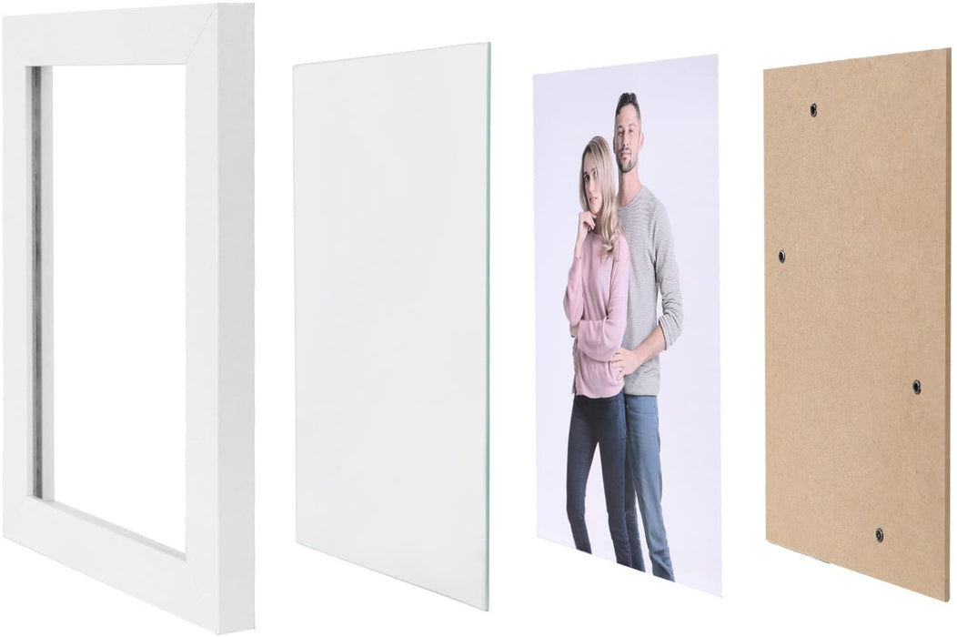 Bilderrahmen Set im 5er-Set, 10 x 15 cm, Fotorahmen mit Glasscheibe, Weihnachten, Rahmen Weiß