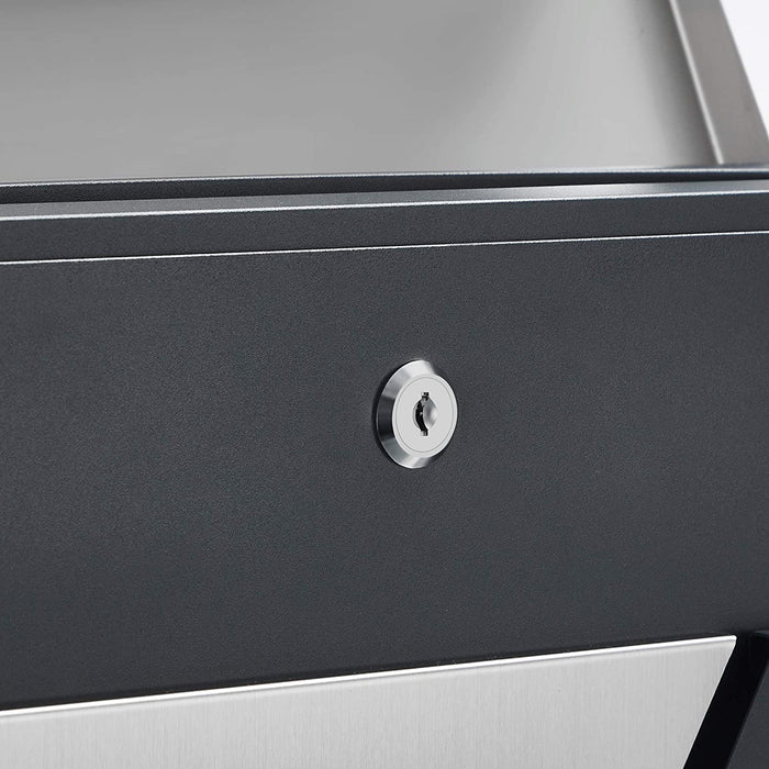 Briefkasten, Wandbriefkasten mit Sichtfenster, aus Edelstahl, für Haustür, mit Schloss und Schlüsseln, silbern-anthrazit