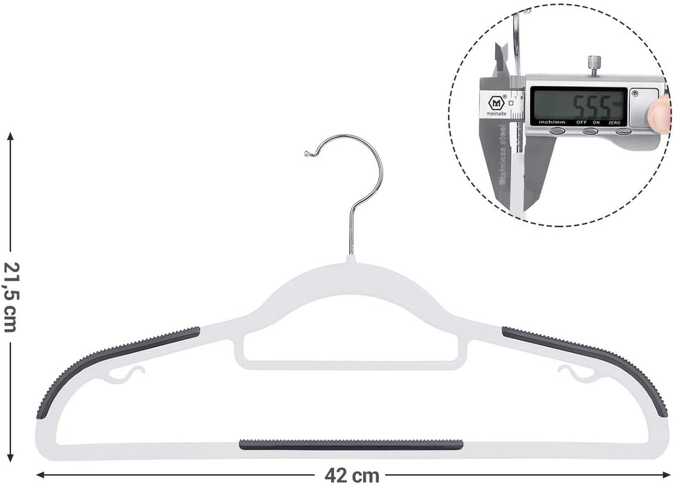 Kleiderbügel 30 Stück, Jackenbügel aus Kunststoff, gut belastbar, Anti-Rutsch-Design, platzsparend, 0,6 cm Dicke, um 360° drehbarer Haken, 42 cm