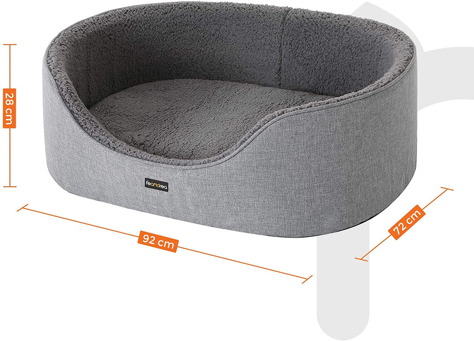 Hundebett, Hundekorb, Wendekissen, 92 x 72 x 28 cm, grau