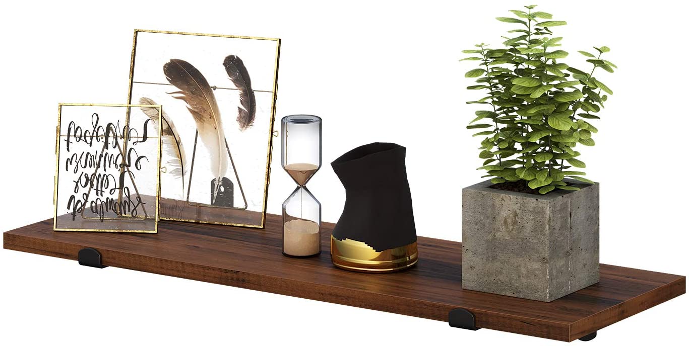 Wandregal, 2er Set, 60 x 20 x 7 cm, Schweberegal, dekorative Regale, Vintage, Holzoptik, für Schlafzimmer, Wohnzimmer, Küche, Flur