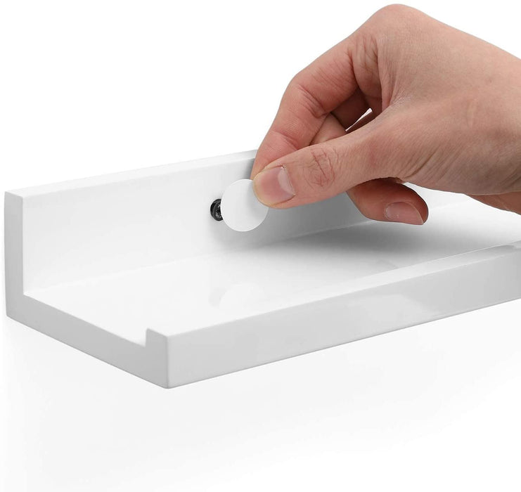 Wandregal, 2er Set, Schweberegale mit Hochglanzlackierung, 80 x 10 cm, Wandboard für Bilderrahmen und Bücher, Wohnzimmer, Schlafzimmer, Bad, Küche