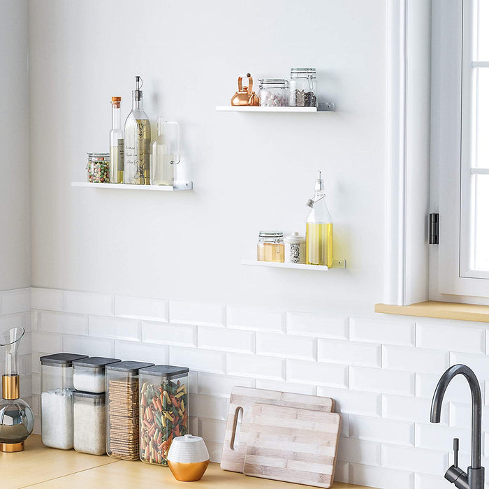 Wandregale aus Metall, 3er Set, Schweberegale, Industrie-Design, Wandboards, für Dekos, Bilderrahmen, mit 6 Schrauben zur Befestigung der Regale