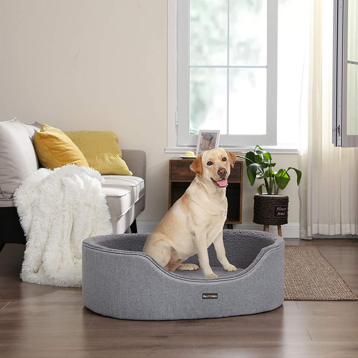 Hundebett, Hundekorb, Wendekissen, 92 x 72 x 28 cm, grau