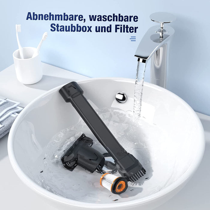 Handstaubsauger Akku Beutellos, Robit 17000Pa, kabellos, 3-in-1-Spaltdüse,90W Autostaubsauger mit 2200mAh Li-lonen Akku&30 Minuten Laufzeit für Auto Zuhause Wohnmobil Tierhaare - Staubsauger