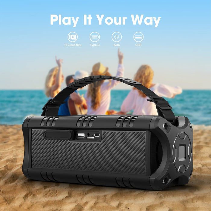 Bluetooth Lautsprecher, W-KING 30W Tragbarer Musikbox, 5000mAh Batterie, 24-Stunden Akkulaufzeit, Wasserdicht Bluetooth Speaker Box mit Bass