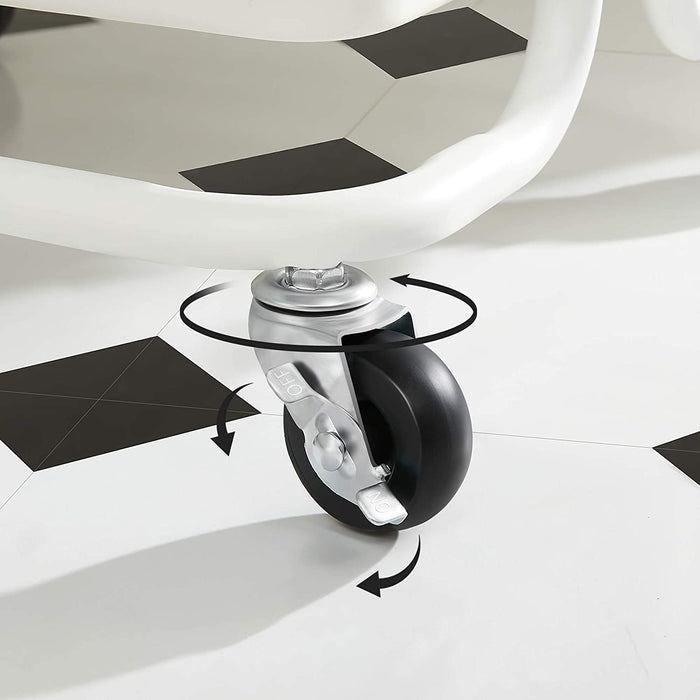 Rollwagen, 3 Ebenen, Servierwagen, Küchenwagen mit Griff, 2 kleine Einhängefächer, 2 Bremsen, Ablagefächer aus Kunststoff, einfacher Aufbau