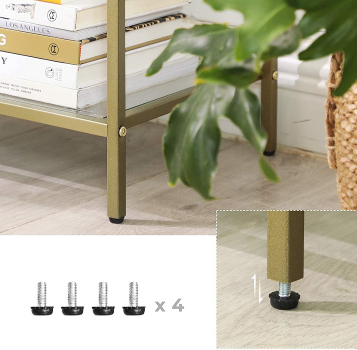 Konsolentisch, Flurtisch, 3 Ebenen, Beistelltisch, Ablagen aus Hartglas, 100 x 30 x 73 cm, Metallgestell, modern, für Flur, Wohnzimmer, Schlafzimmer