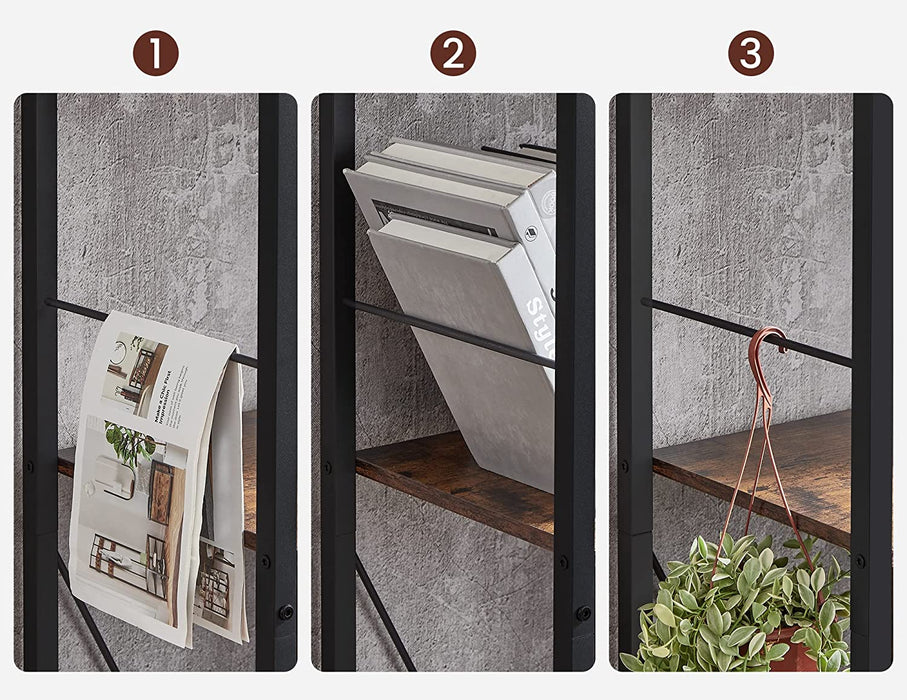 Bücherregal, Regal mit 5 Ebenen, Standregal, Büroregal, offene Fächer, Industrie-Design, für Wohnzimmer, Schlafzimmer, Büro, Arbeitszimmer