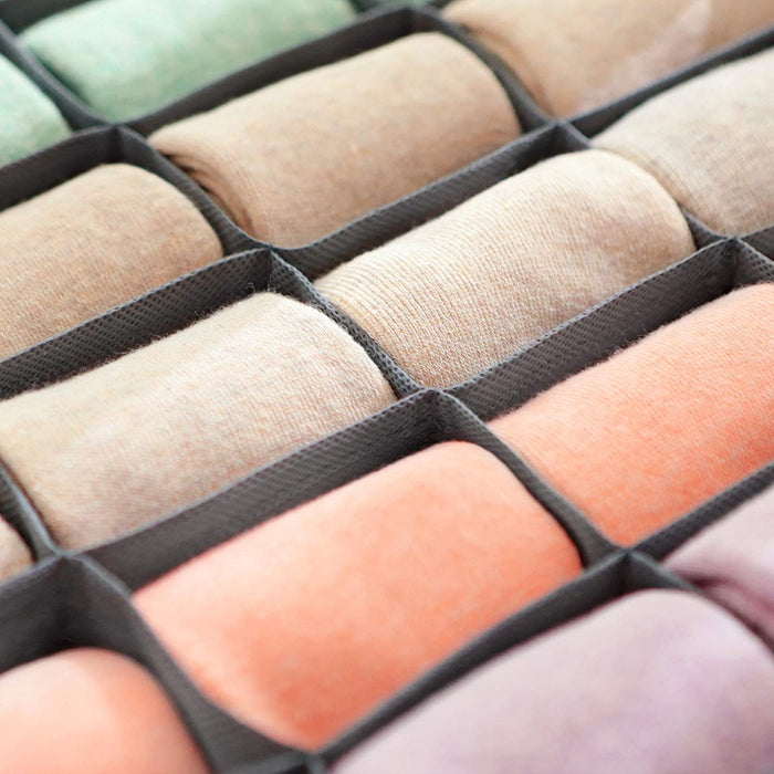 Aufbewahrungsboxen für Unterwäsche, 4er Set, Schubladen-Organizer, faltbar, Faltboxen, Stoffboxen, für Socken und Krawatten, Vliesstoff