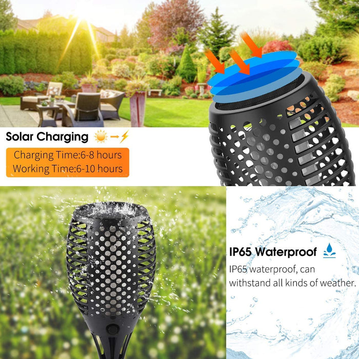 Garten Fackeln Solarleuchte Solar Fackel Garten Solar Flamme Lampe Fackel Solar Gartenlicht Auto EIN/Aus (Licht Sensor) und IP65 Wasserdicht