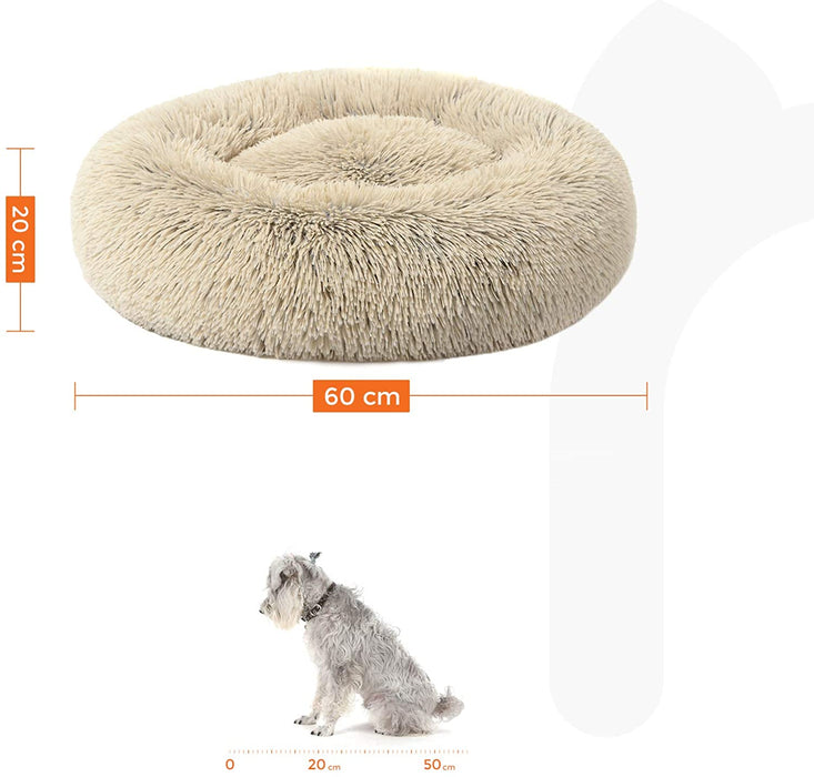 Hundebett, Katzenbett, weicher Plüsch, 60 cm, Khaki