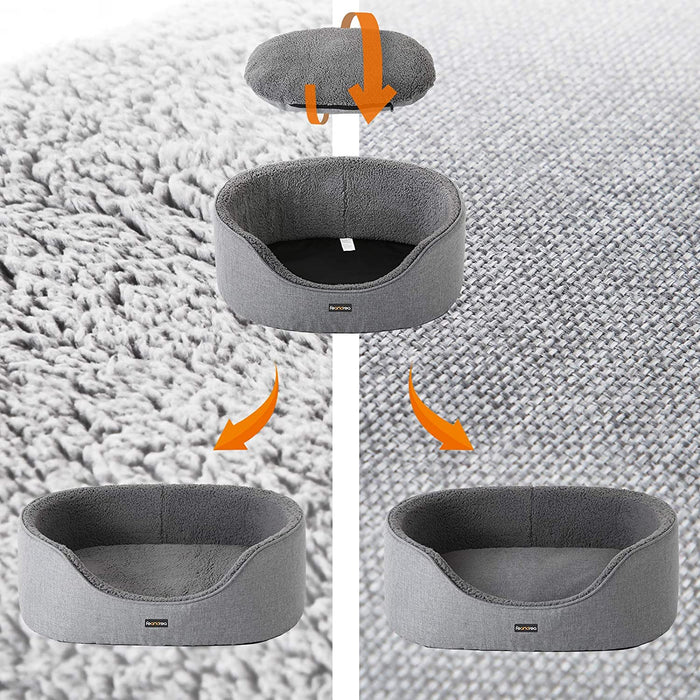 Hundebett, Hundekorb, Wendekissen, 83 x 63 x 27 cm, grau