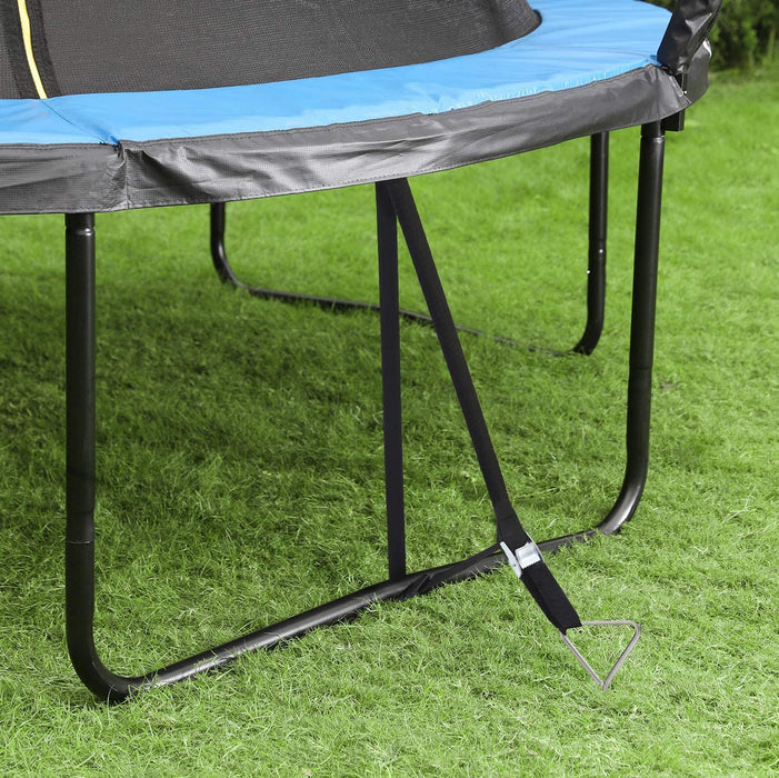 Bodenanker für Trampoline, Spiral-Bodenverankerung, Set aus Erdankern aus verzinktem Eisen und Polyester-Gurten mit Stahl-Schnallen