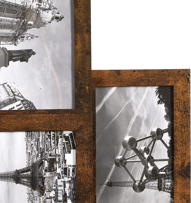 Bilderrahmen-Collage, für 10 Fotos je 10 x 15 cm (4 x 6 Zoll), aus MDF-Platten, Montage erforderlich, vintagebraun