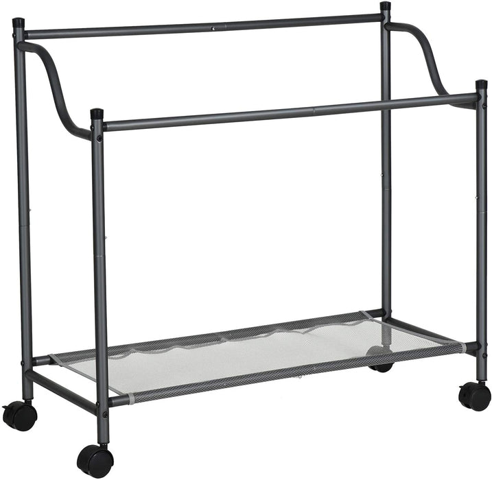 Wäschekorb mit 4 Fächern, Wäschesortierer, Wäschesammler, mit Rädern, abnehmbare Taschen, Spielzeugaufbewahrung, 4 x 35 Liter, grau