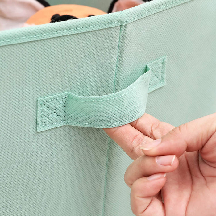 Aufbewahrungsbox kinder, 3er Set, Stoffboxen, 30 x 30 x 30 cm, Spielzeugbox, faltbar, mit 2 Griffen, für Kinderzimmer, Spielzimmer, Schlafzimmer, grün