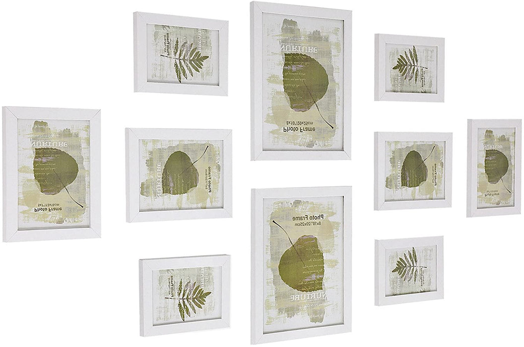 Bilderrahmen 10-er Set Fotorahmen - 2 STK. 20 x 25 cm, 4 STK. 13 x 18 cm und 4 STK. 10 x 15 cm Holzgrenze Weihnachten Weiß
