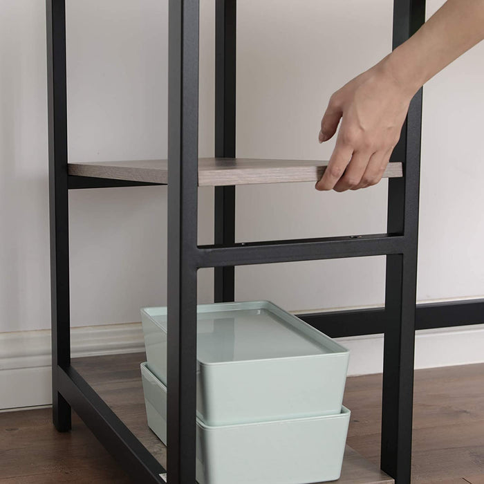 Schreibtisch, L-förmiger Computertisch, Eckschreibtisch mit 2 Ablagen, platzsparender Bürotisch im Industrie-Design, Gaming, einfacher Aufbau