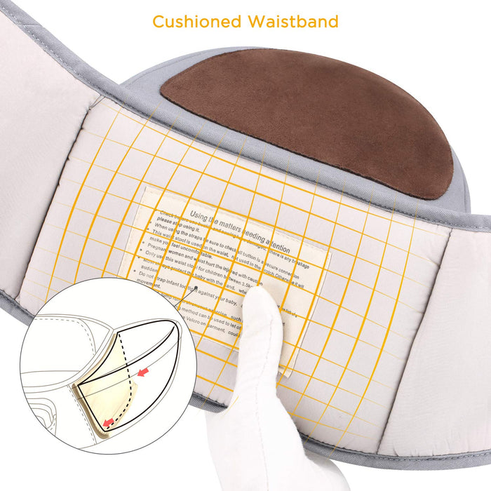 Baby Hüftsitz Leichte Taille Hocker 4 Tragepositionen für Kinder 0-36 Monate Neugeborenes - Grau