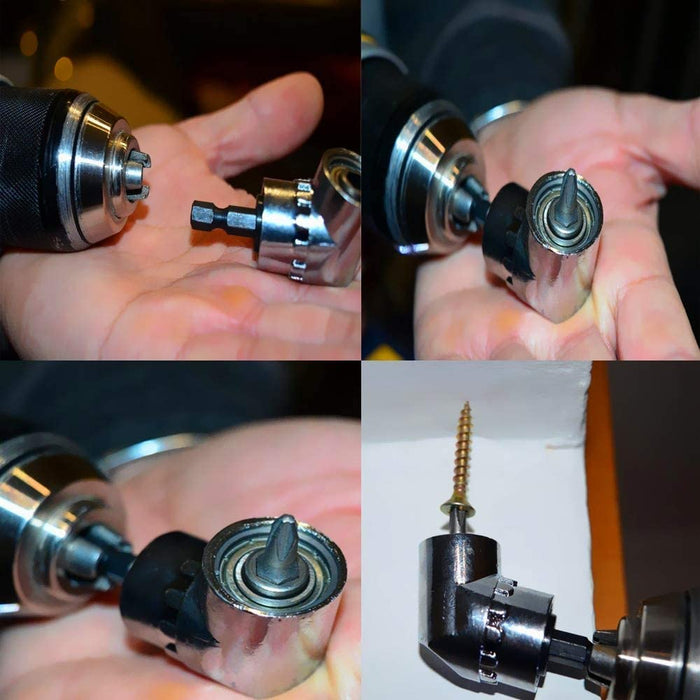 105° Winkelschrauber Vorsatz Adapter (1/4 Zoll, Bohrer Sechskantschaft) und 3 teilig Stecknussadapter Akkuschrauber Nuss Adapter Socket