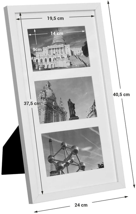 Bilderrahmen für 3 Fotos, Fotorahmen, Fotocollage, Wanddeko, hängend oder stehend, passend für 10 x 15 cm (4 x 6 Zoll) große Bilder, für Familienfotos