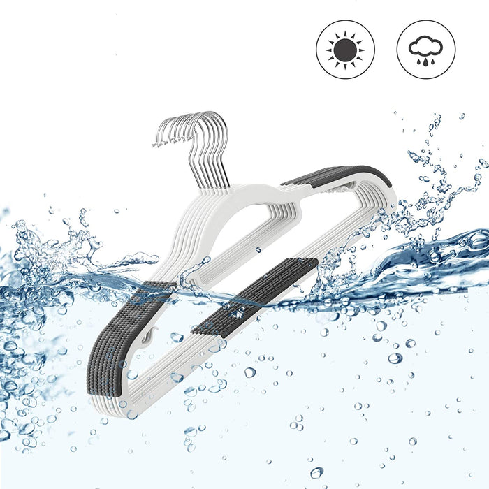 Kleiderbügel, 50er Set, Jackenbügel aus Kunststoff, gut belastbar, Anti-Rutsch-Design, platzsparend, 0,6 cm Dicke, um 360° drehbarer Haken, 42 cm lang