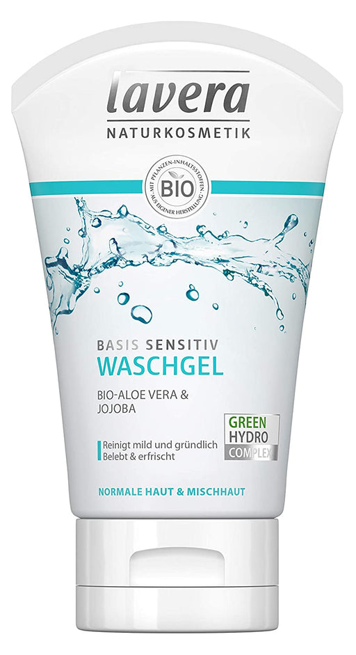 lavera basis sensitiv Waschgel Bio Aloe Vera & Jojoba ∙ Belebt & erfrischt ∙ Vegan Bio Pflanzenwirkstoffe Naturkosmetik Natural & innovative Gesichtsreinigung (125 ml)